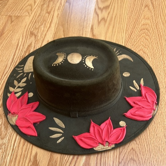 New! Color me Carole dark olive botanical snake wide brim hat. main image 8